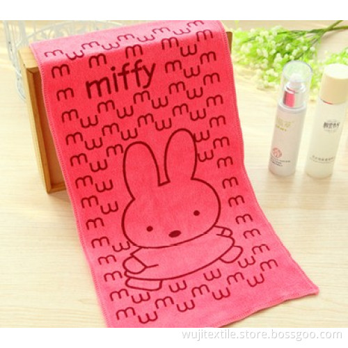 SGS Microfiber Lovely Cartoon Printing Face Towel for Kids